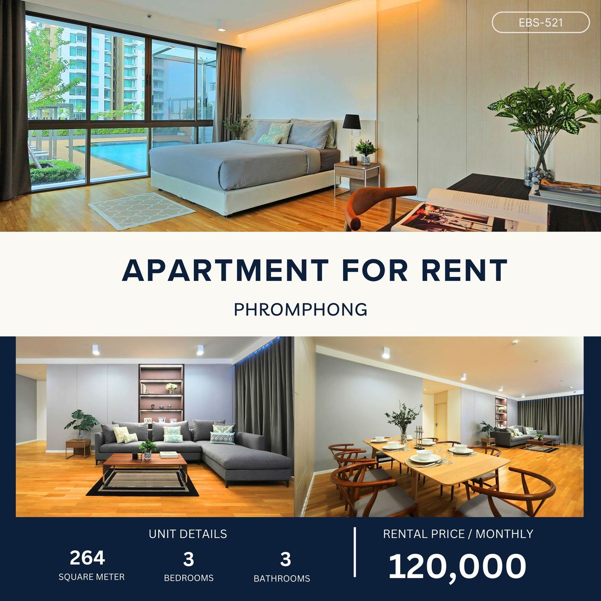 ให้เช่าสุขุมวิท อโศก ทองหล่อ : Cozy 3 Bedroom  Apartment at Sukhumvit 39 , 264 sqm 120,000