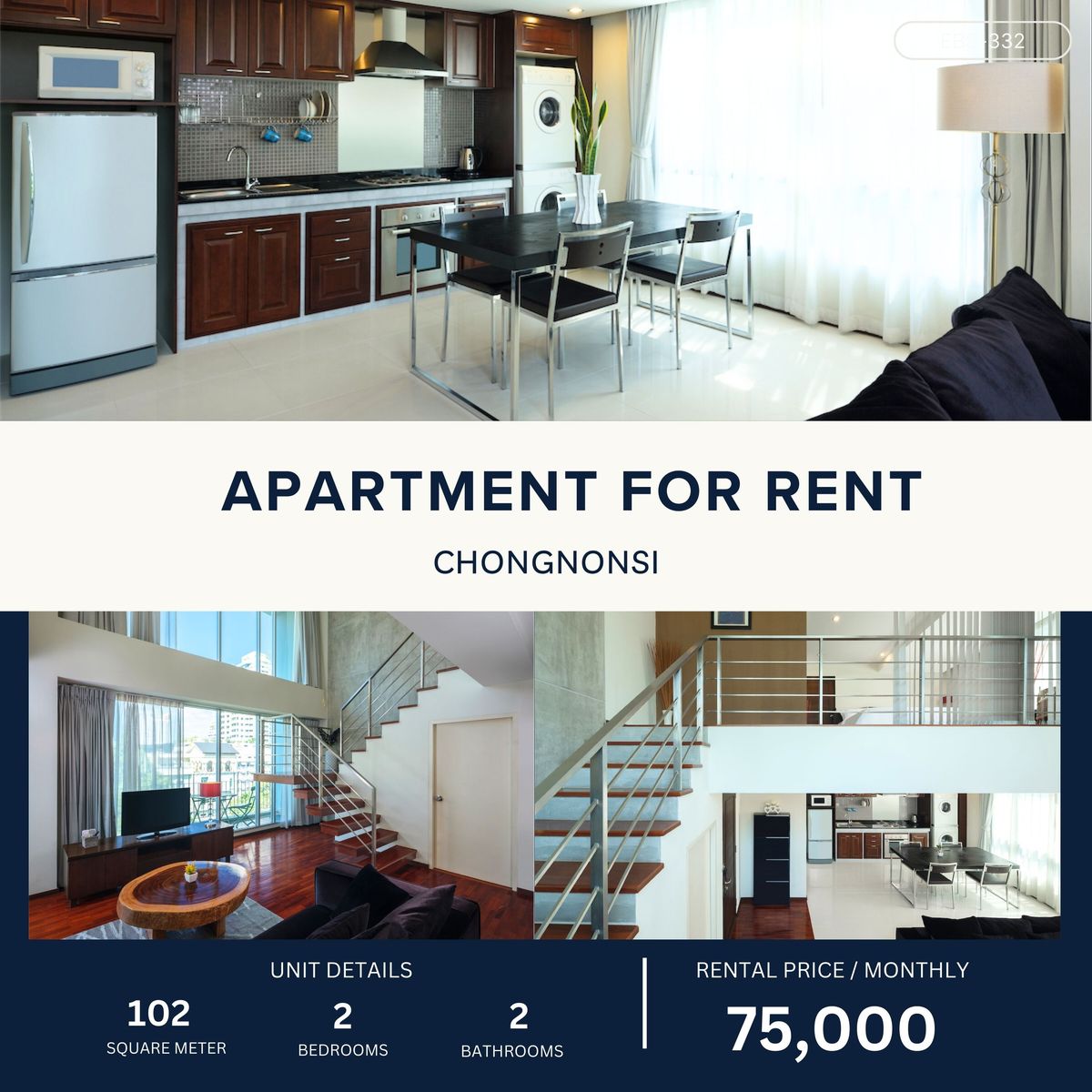 ให้เช่าคอนโดสาทร นราธิวาส : Luxury Loft Units 2 Beds 102 sqm BTS Chongnonsi 75,000 