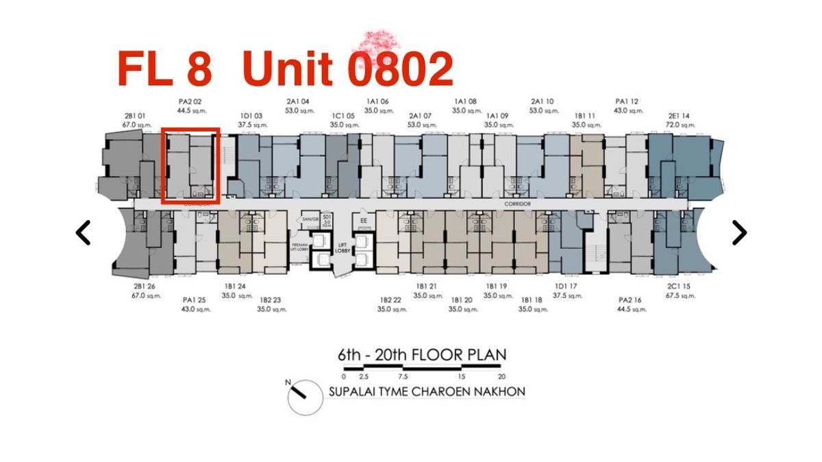 ขายดาวน์คอนโดวงเวียนใหญ่ เจริญนคร : Supalai Tyme 1-bed plus 44.5 ตร.ม. ชั้นไม่สูง วิว Iconsiam