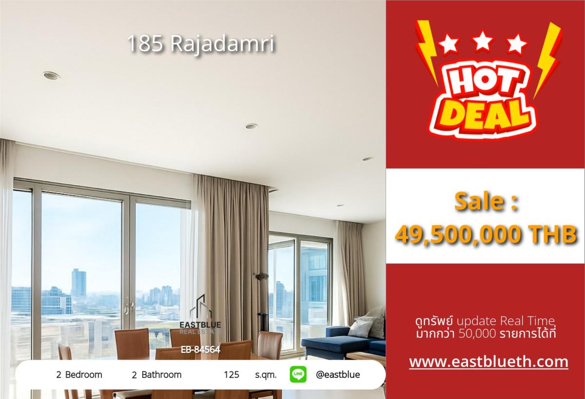 For SaleCondoWitthayu, Chidlom, Langsuan, Ploenchit : 185 Rajadamri is ready for sale!! 185 Rajadamri, view of RBSC Sports Club, good price, high floor, location at Rajadamri, project with very good structure!!!!