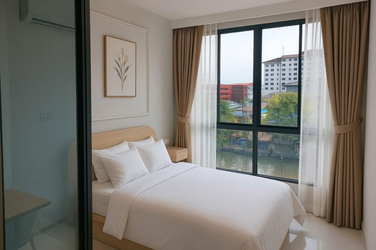 ให้เช่าคอนโดปทุมธานี รังสิต ธรรมศาสตร์ : ให้เช่าคอนโดใหม่ Atmoz Kanaal รังสิต ห้องสวย เฟอร์ครบ ตกแต่ง พร้อมอยู่