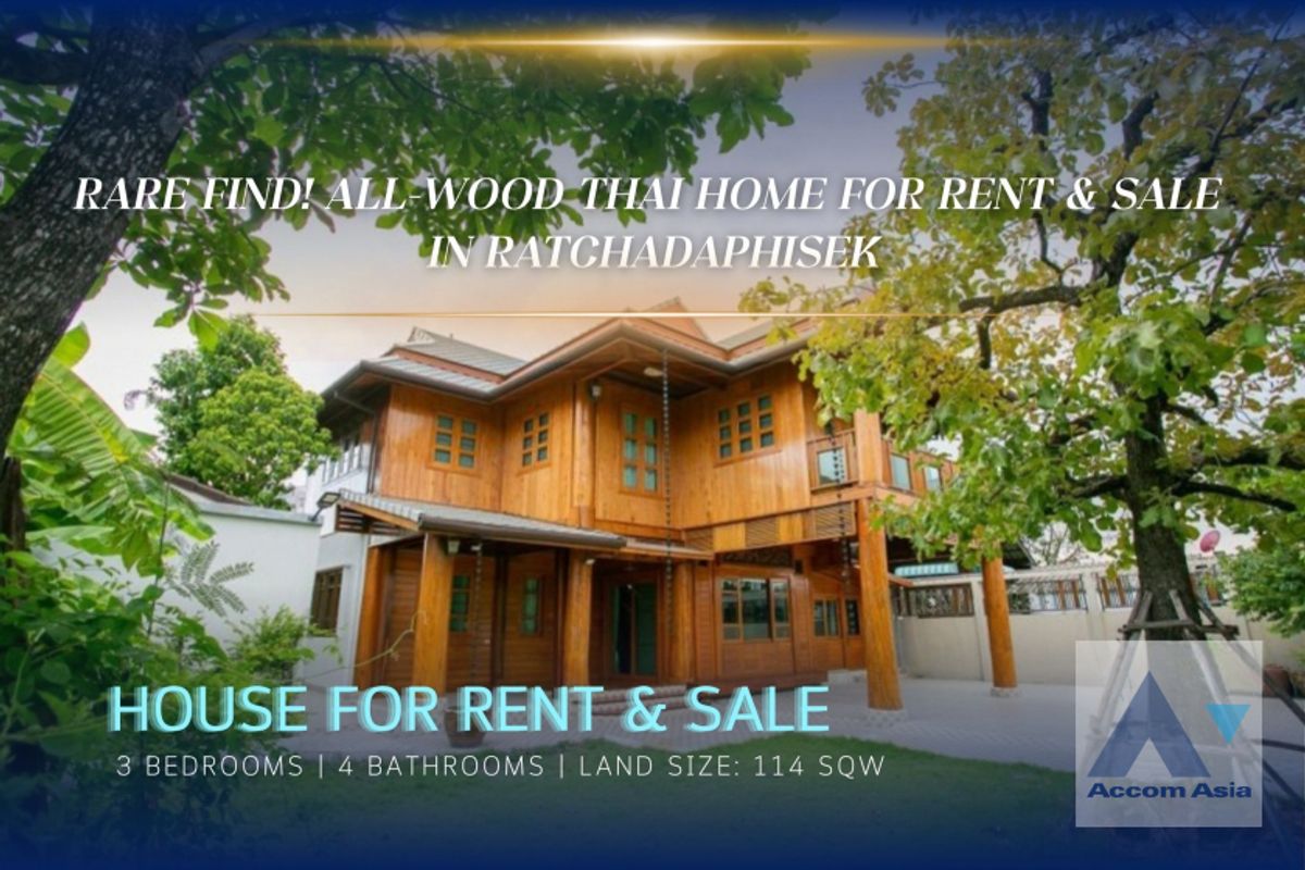 For RentHouseRatchadapisek, Huaikwang, Suttisan : 🔼ACComa🔽rare Find! All-Wood Thai Home for Rent & Amp; SALE IN Ratchadaphisek (AA37285)