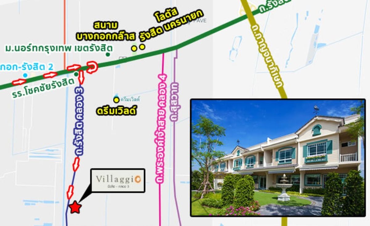 For RentHousePathum Thani,Rangsit, Thammasat : For rent * behind the corner * Detached house, Vilajio Village, Khlong 2