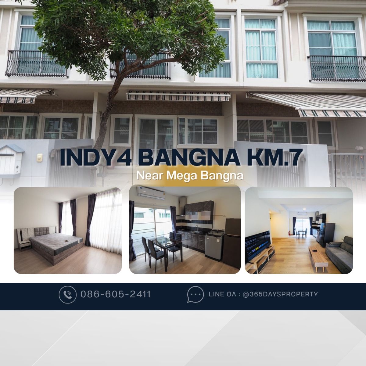 ให้เช่าทาวน์โฮมบางนา แบริ่ง ลาซาล : 💥ForRent💥 Indy4 Bangna KM.7 🏡 Near Mega Bangna only 5 mins. ‼️ Ready to move in ‼️  Fully Furnished ✨