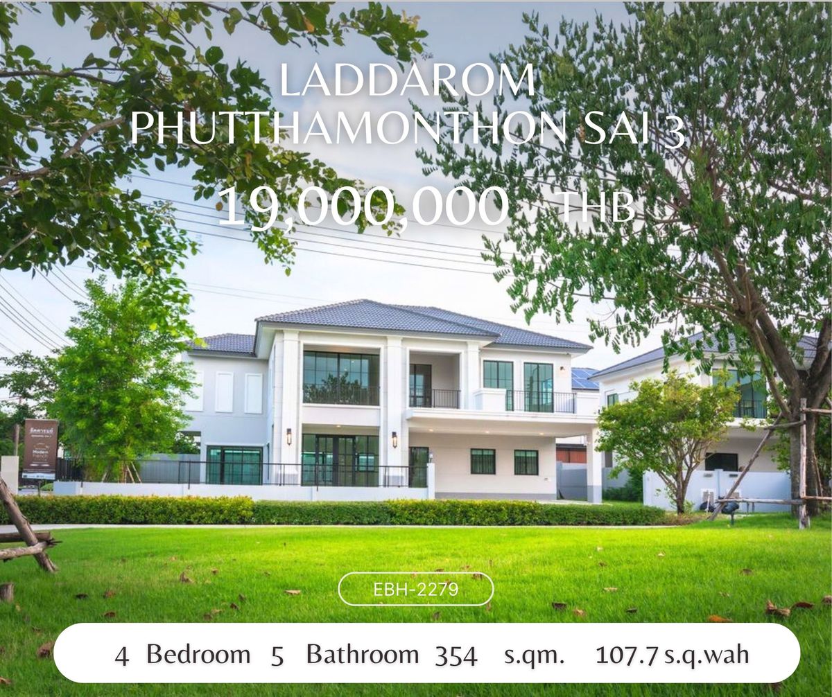 For SaleHousePhutthamonthon, Salaya : New house for sale, Lad Darm Phutthamonthon 3, north in front of the garden and pond