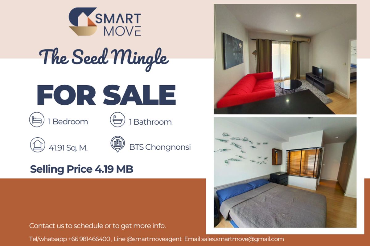 For SaleCondoSathorn, Narathiwat : ⚡️⚡️ Sale with tenant !! ⚡️⚡️Code C20221202522.......The Seed Mingle, 1 bedroom, 1 bathroom, furnished, Special Deal!!📢📢