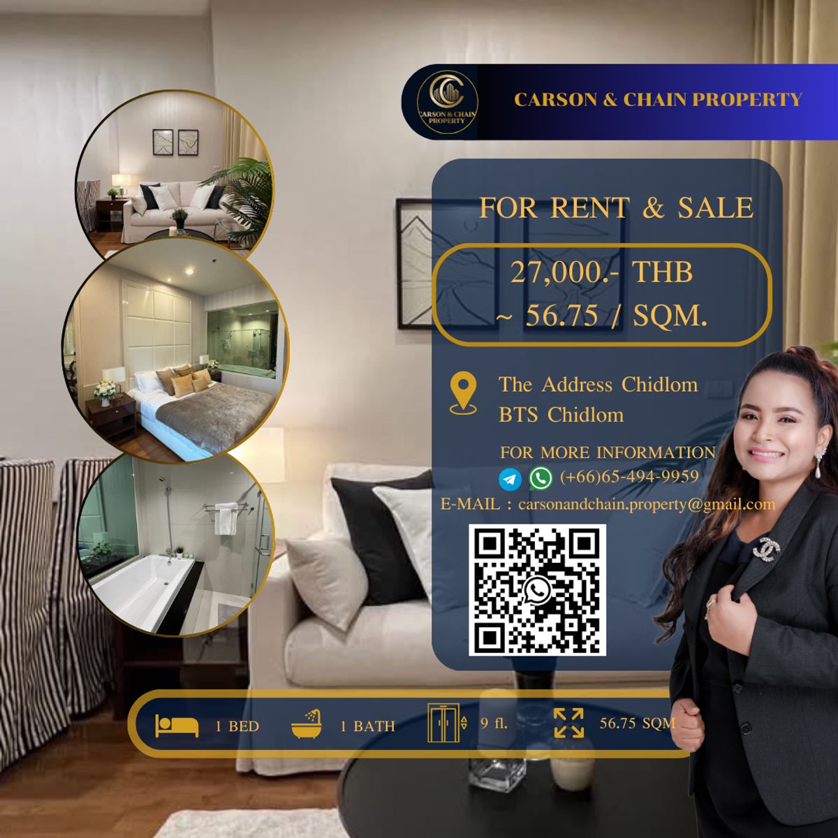 ให้เช่าคอนโดวิทยุ ชิดลม หลังสวน : The Address Chidlom 