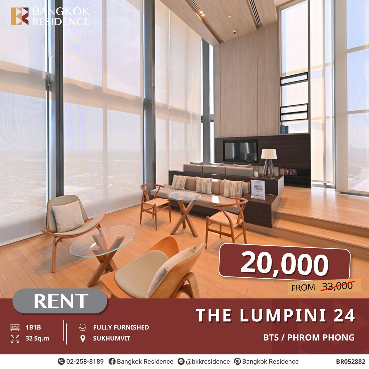 For RentCondoSukhumvit, Asoke, Thonglor : Don’t Miss This Price!! The Lumpini 24, 1 Bedroom for Rent near BTS Phrom Phong