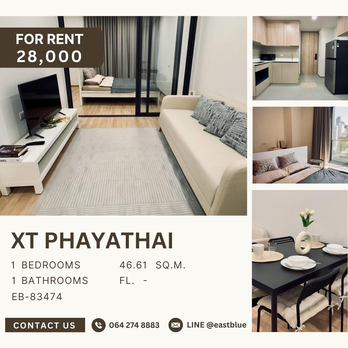 For RentCondoRatchathewi,Phayathai : XT Phayathai, 1 bed, 28000 per month