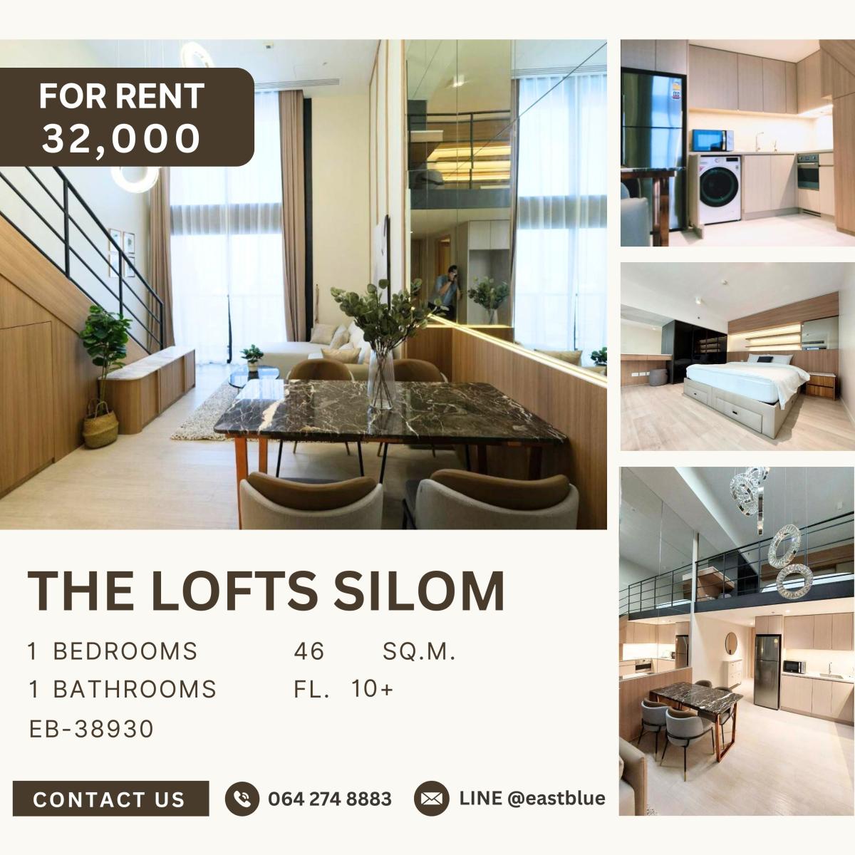 ให้เช่าคอนโดสีลม ศาลาแดง บางรัก : The Lofts Silom, 1 bed, 32000 per month