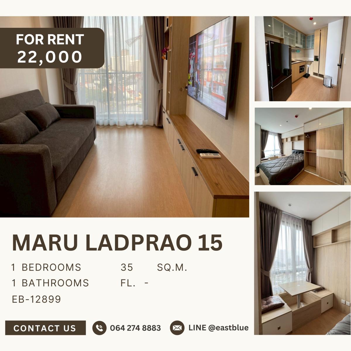 For RentCondoLadprao, Central Ladprao : Maru Ladprao 15, 1 bed, 22000 per month