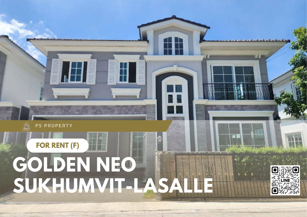 For RentHouseSamut Prakan,Samrong : Single house for rent 📍 Golden Neo Sukhumvit-Lasalle 📍 Fully furnished and equipped with electrical appliances, 4 bedrooms, 4 bathrooms