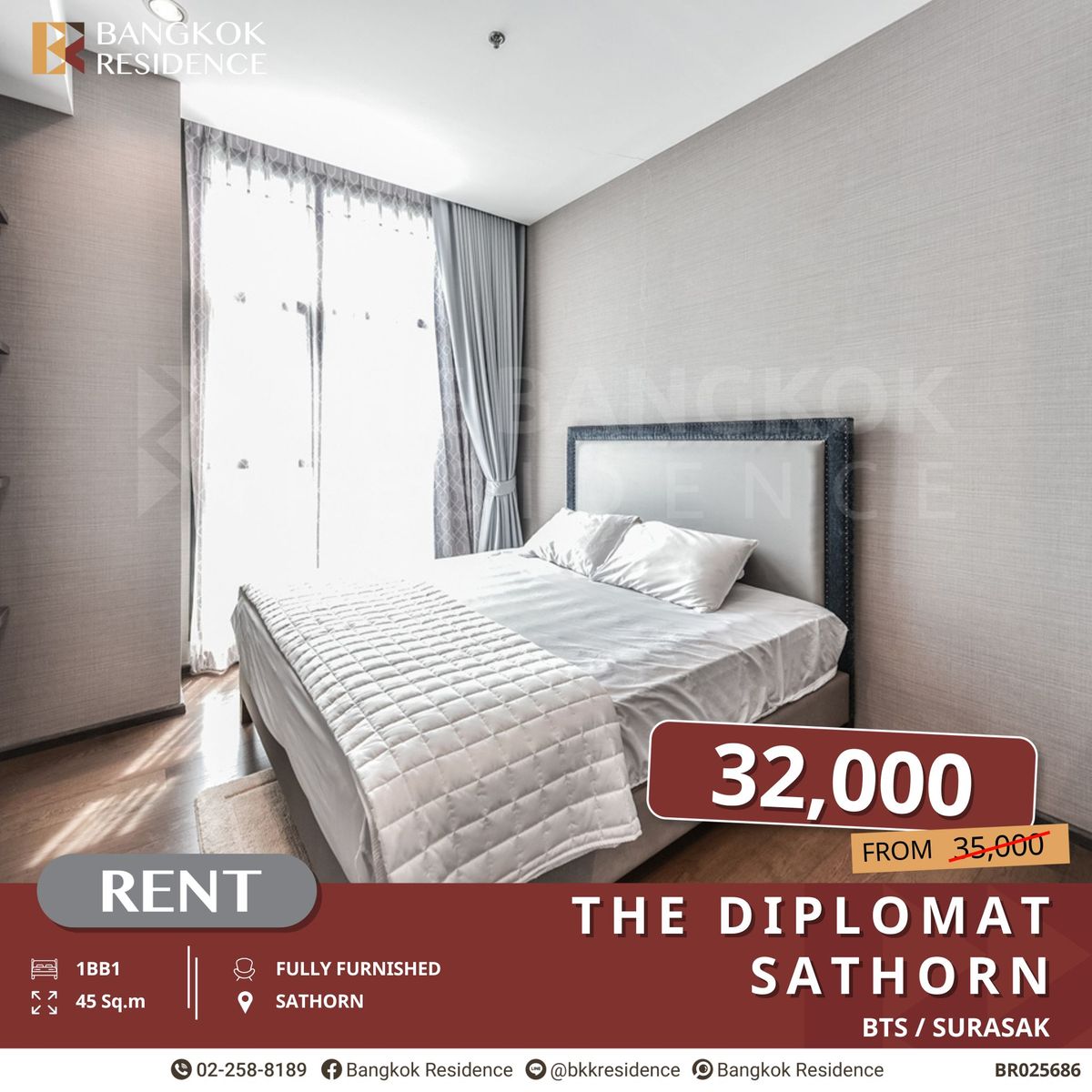 For RentCondoSathorn, Narathiwat : Special Discount! The Diplomat Sathorn, Fully Furnished, Ready to Move In near BTS Surasak