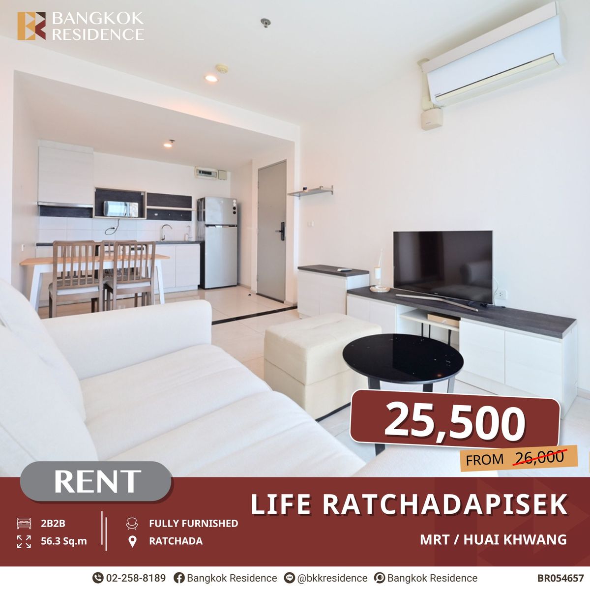 For RentCondoRatchadapisek, Huaikwang, Suttisan : Life Ratchadapisek, 2B2B, Trendy Area, Near MRT Huai Khwang