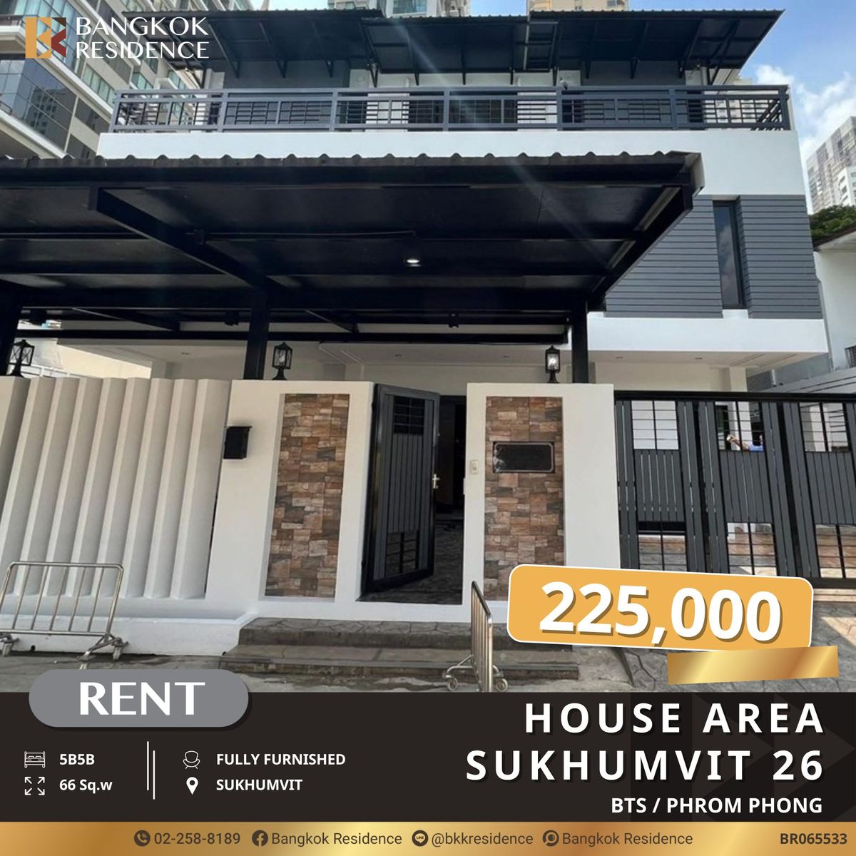 For RentHouseSukhumvit, Asoke, Thonglor : Rare Luxury! 5-Bedroom Detached House on Sukhumvit 26 with Full Furnishings, Near BTS Phrom Phong