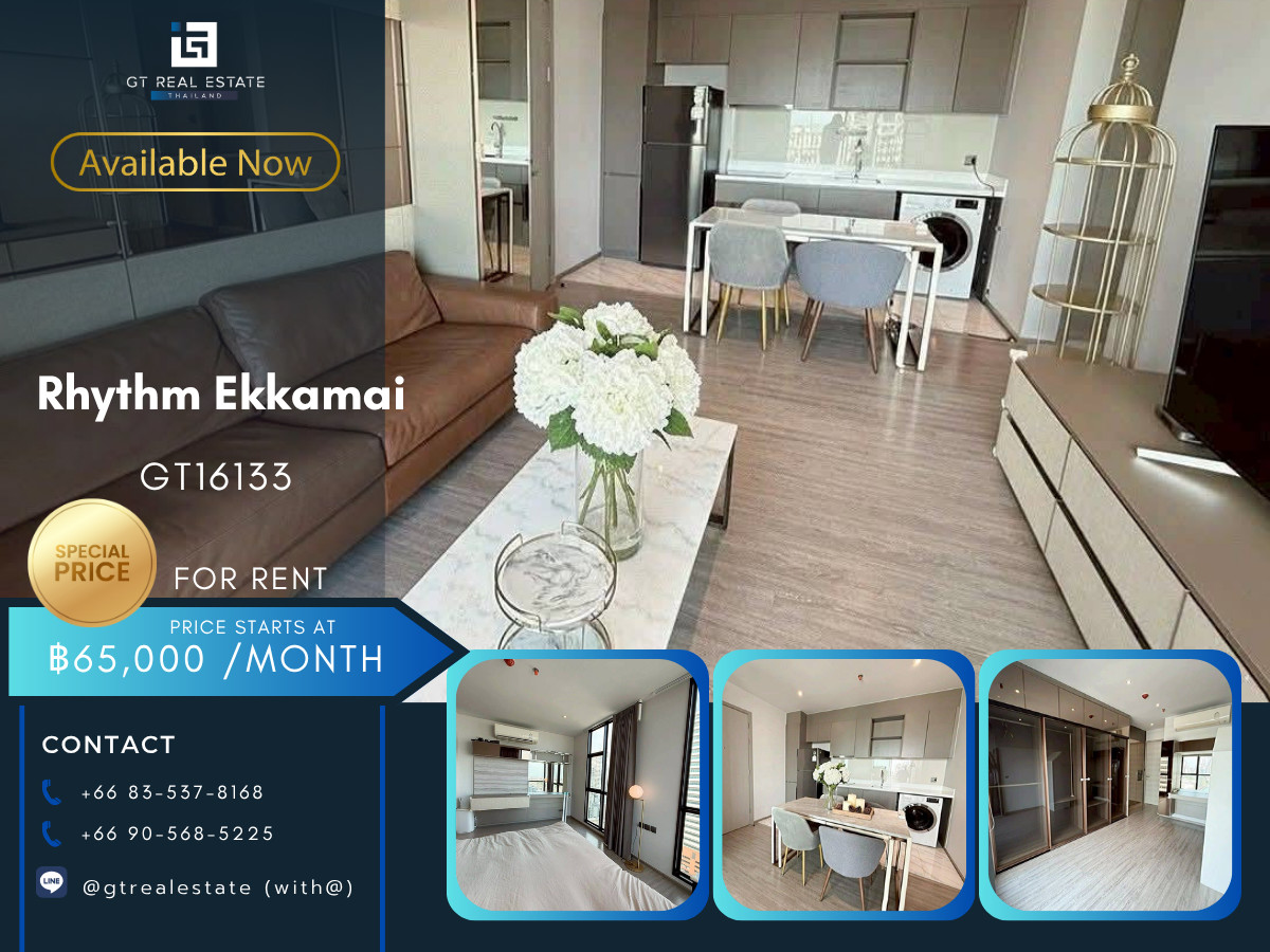 ให้เช่าคอนโดสุขุมวิท อโศก ทองหล่อ : ✨ GT16133 |  คอนโด Rhythm Ekkamai เดินทาสะดวก ใกล้รถไฟฟ้าบีทีเอส มีรถรับส่ง เฟอร์นิเจอร์ครบ พร้อมอยู่ทันที