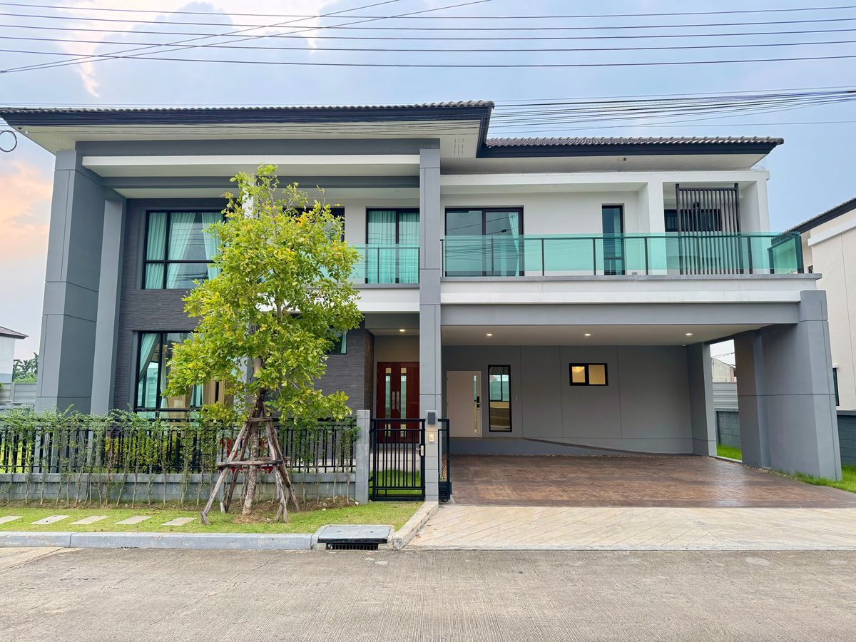 For SaleHouseNonthaburi, Bang Yai, Bangbuathong : Main road, corner, 114 sq.w., 5 beds, 6 water, 2 -story house, The City Ratchapruek Pinklao