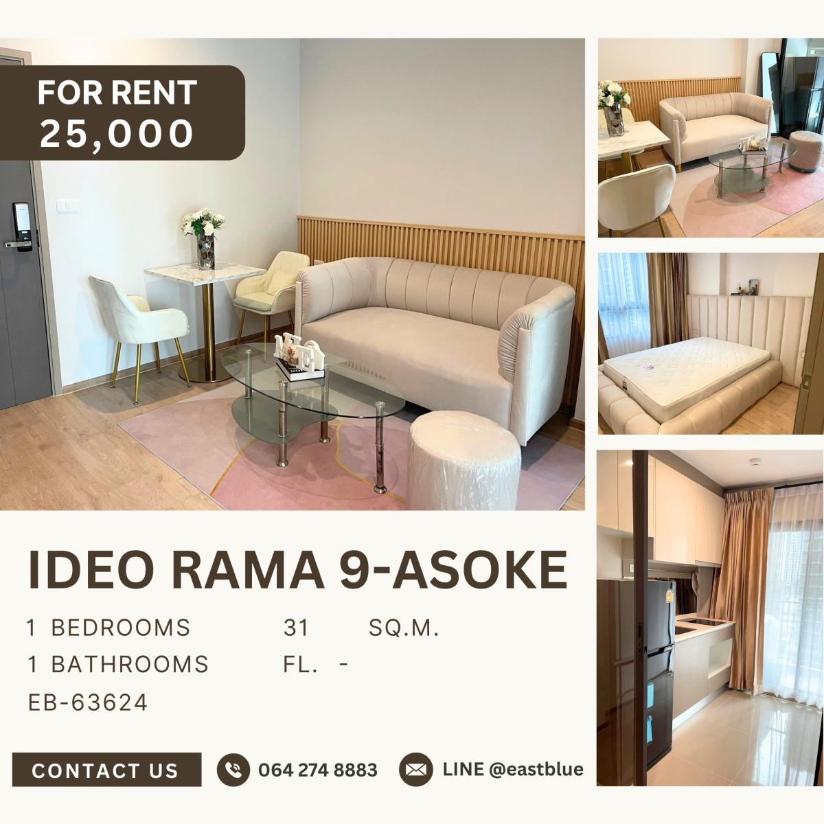 For RentCondoBang kae, Phetkasem : Ideo Rama 9-Asoke, 1 bed, 25000 per month