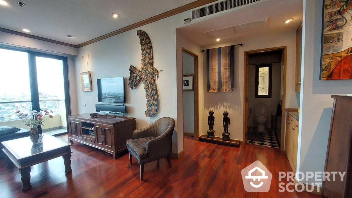 For RentCondoWongwianyai, Charoennakor : 1-BR Condo at Ban Chao Phraya Condo near MRT Hua Lamphong