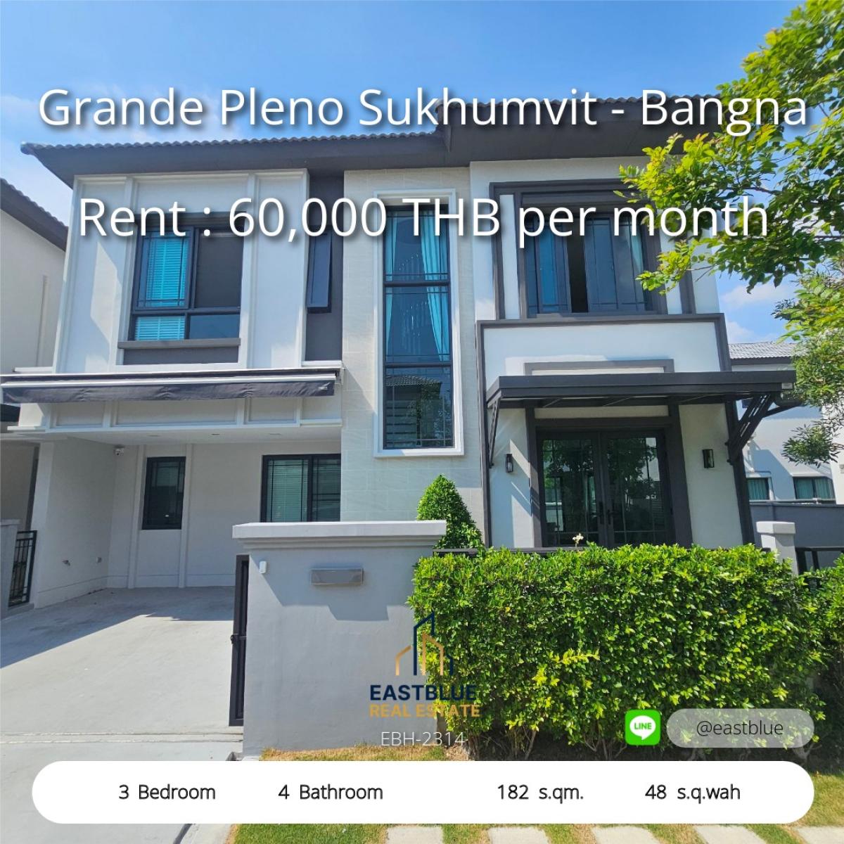 For RentHouseSamut Prakan,Samrong : House for Rent Grande PLANDNO Sukhumvit-Banna (KM.7) for rent in detached houses, Grande Pleno, Sukhumvit-Bangna (km 7)
