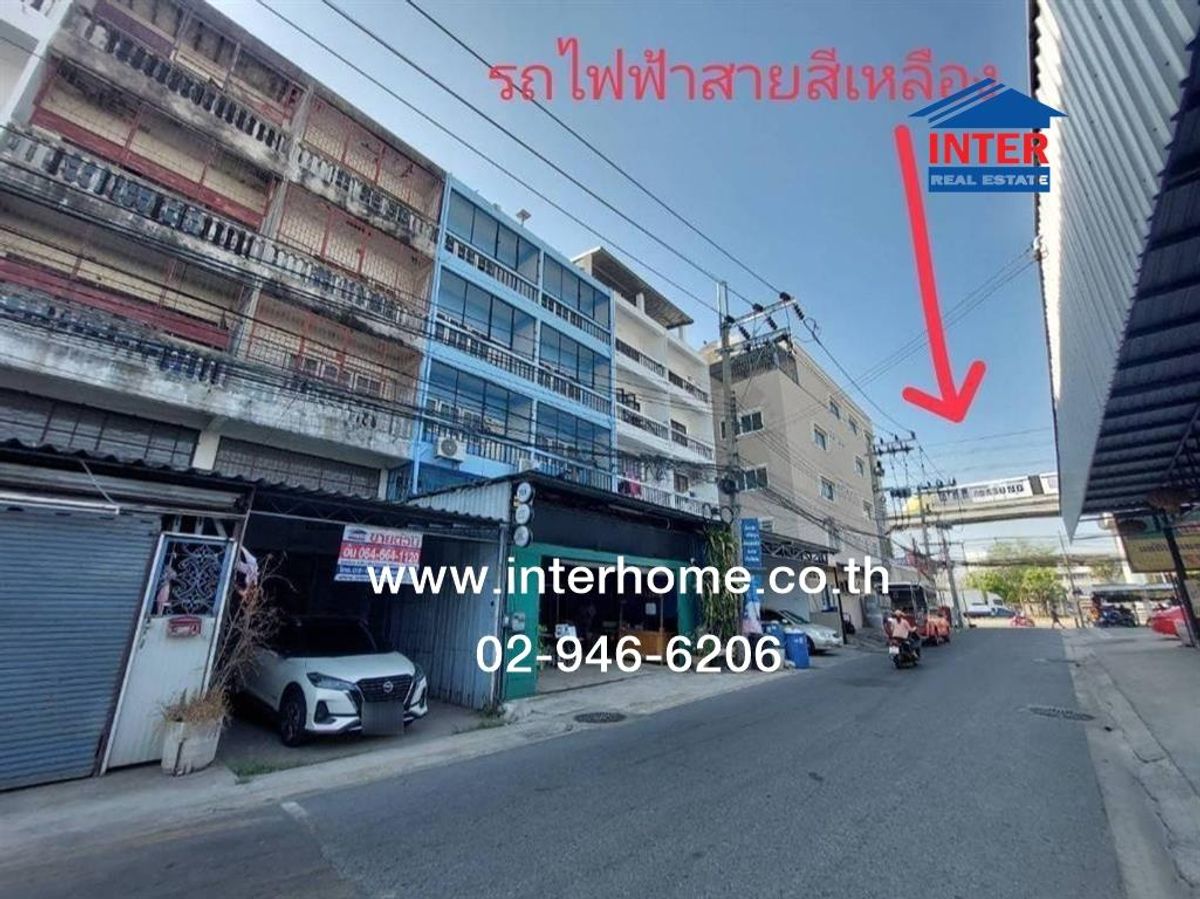 For SaleShop HouseSamut Prakan,Samrong : Commercial building 4.5 floors, 24 sq.w. Commercial Building, Soi Mor Sen, near BTS Thippawan Station, Thepharak Road, Srinakarin Road Mueang Samut Prakan, Samut Prakan