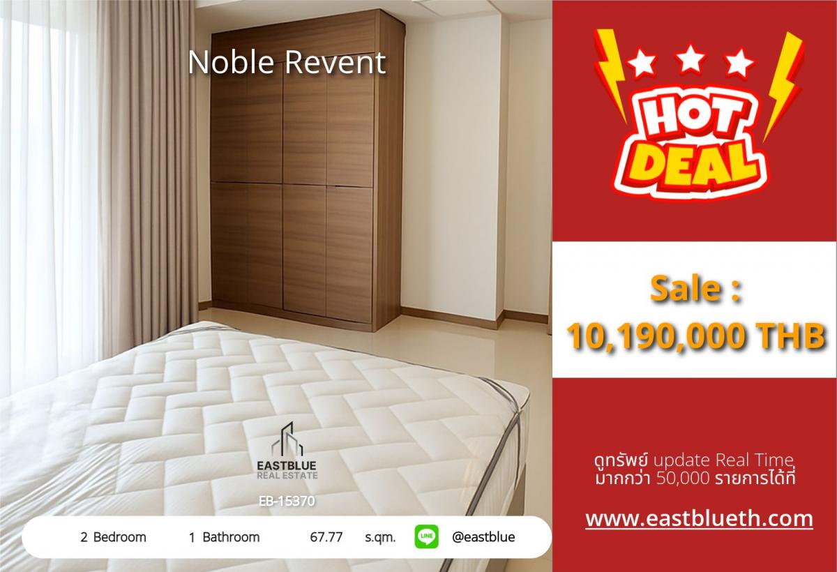 ขายคอนโดราชเทวี พญาไท : 28/01/2026, รวมค่าโอนNoble Revent 2 นอน ใกล้ BTS พญาไท ชีวิตสะดวก ใจกลางเมือง เพียง 10.19 ล้าน!