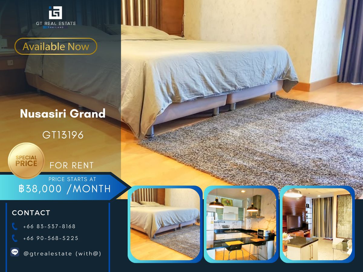 For RentCondoSukhumvit, Asoke, Thonglor : Nusasiri Grand Condo is convenient to travel near the BTS train. Ready to stay immediately 
 
