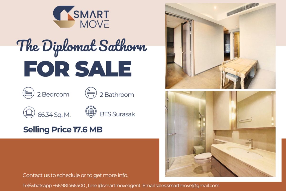 ขายคอนโดสาทร นราธิวาส : 🔥 สำหรับขาย !! ทำเลทอง !! 🔥 Code C20221201598.........The Diplomat Sathorn, 2 ห้องนอน, 2 ห้องน้ำ, ชั้นสูง, แต่งครบ, ราคาพิเศษ!! 