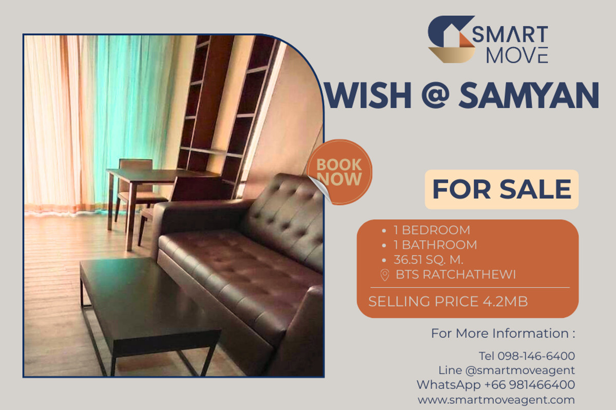 For SaleCondoSiam Paragon ,Chulalongkorn,Samyan : 🔥 Sale with tenant !! high floor 21++ !!🔥 Code C20250400063..........Wish @ Samyan, 1 bedroom, 1 bathroom, furnished, Special Deal!!📣📣
