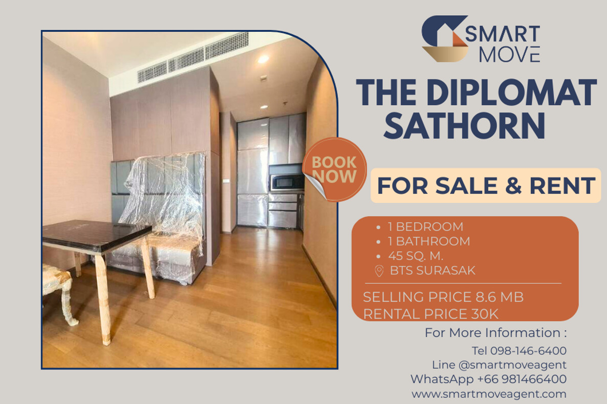 CondoSathorn, Narathiwat : 🔥 For Sale - Rent !! 🔥 Code C20221201577.........The Diplomat Sathorn, 1 bedroom, 1 bathroom, North Facing, high floor 14++, furnished, ready to move in, SELL AT LOSS!!📣📣