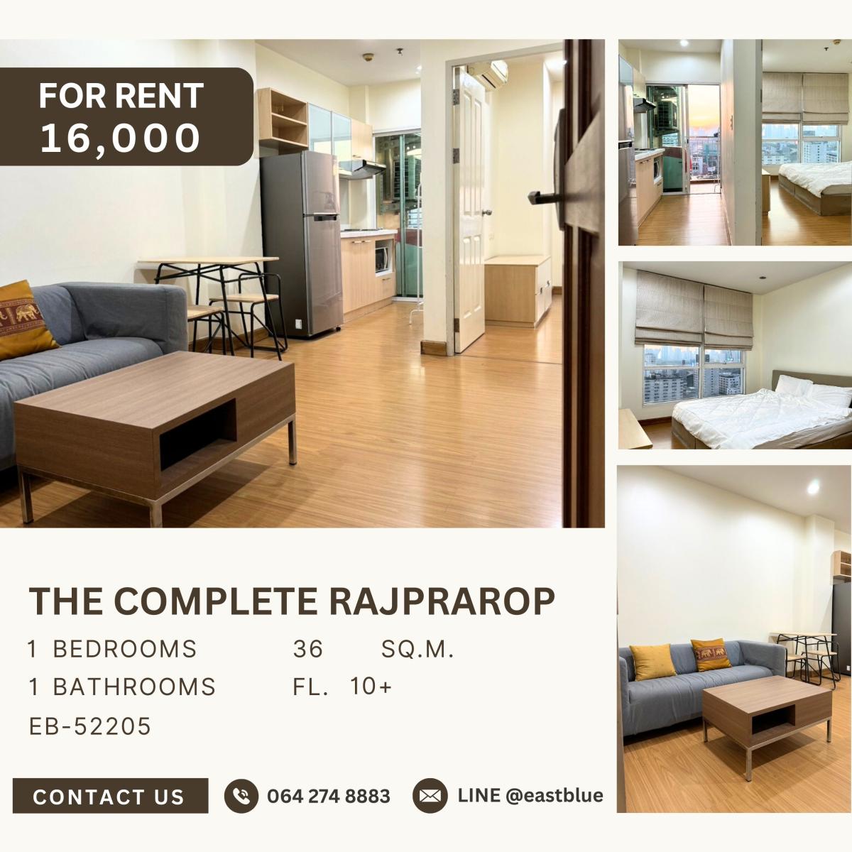 ให้เช่าคอนโดราชเทวี พญาไท : The Complete Rajprarop, 1 bed, 16000 per month