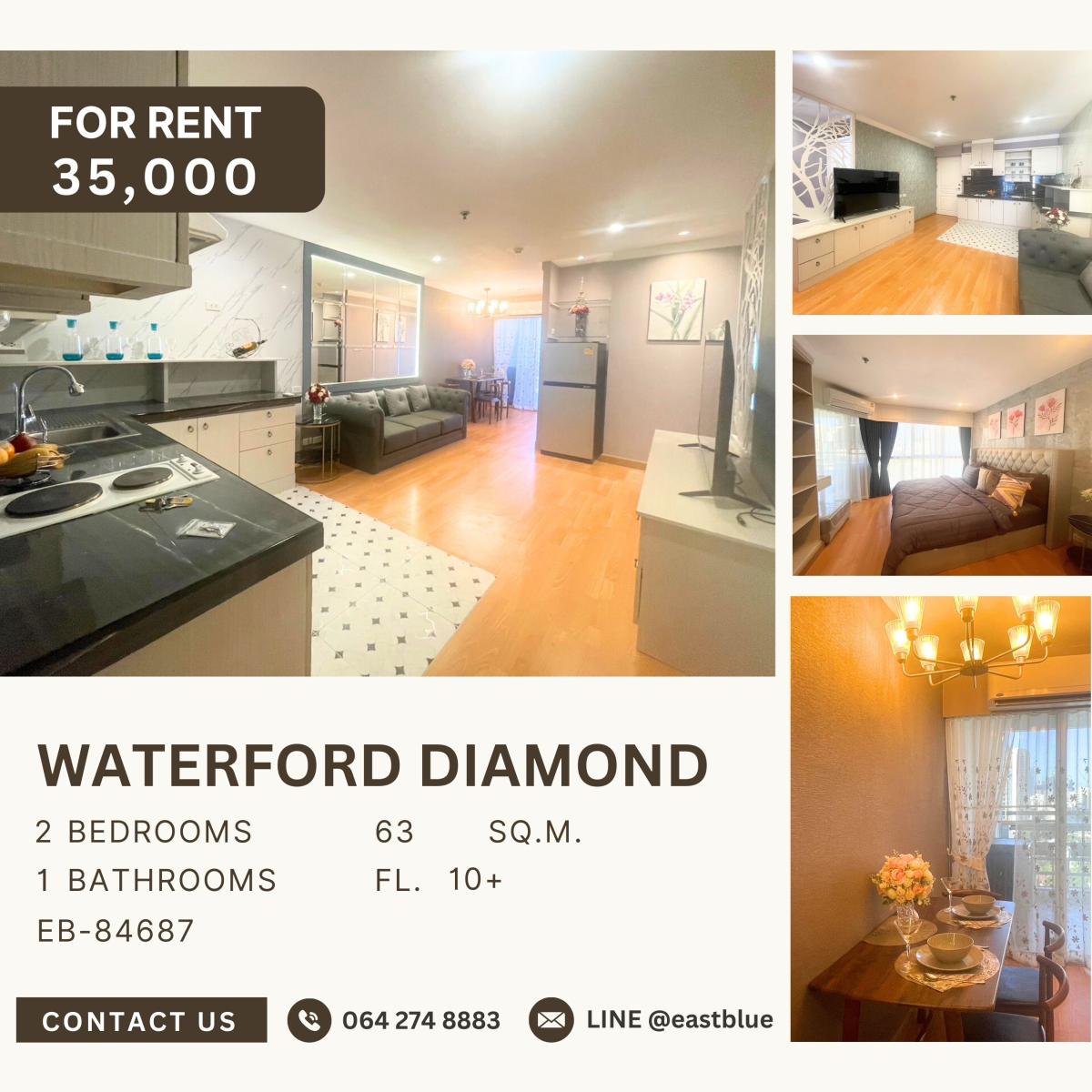 For RentCondoSukhumvit, Asoke, Thonglor : Waterford Diamond, 2 bed, 35000 per month