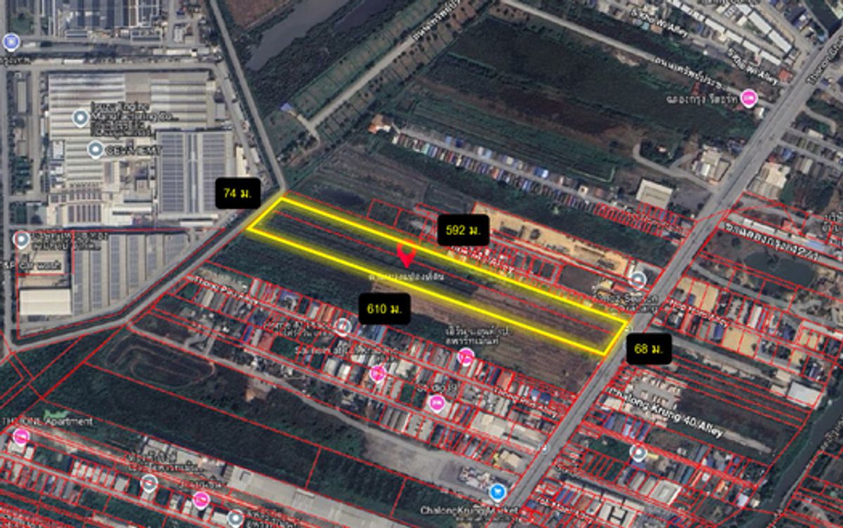 ขายที่ดินลาดกระบัง สุวรรณภูมิ : ขาย ที่ดิน ติดถนนฉลองกรุง 24 ไร่ 3 งาน 64 ตรว