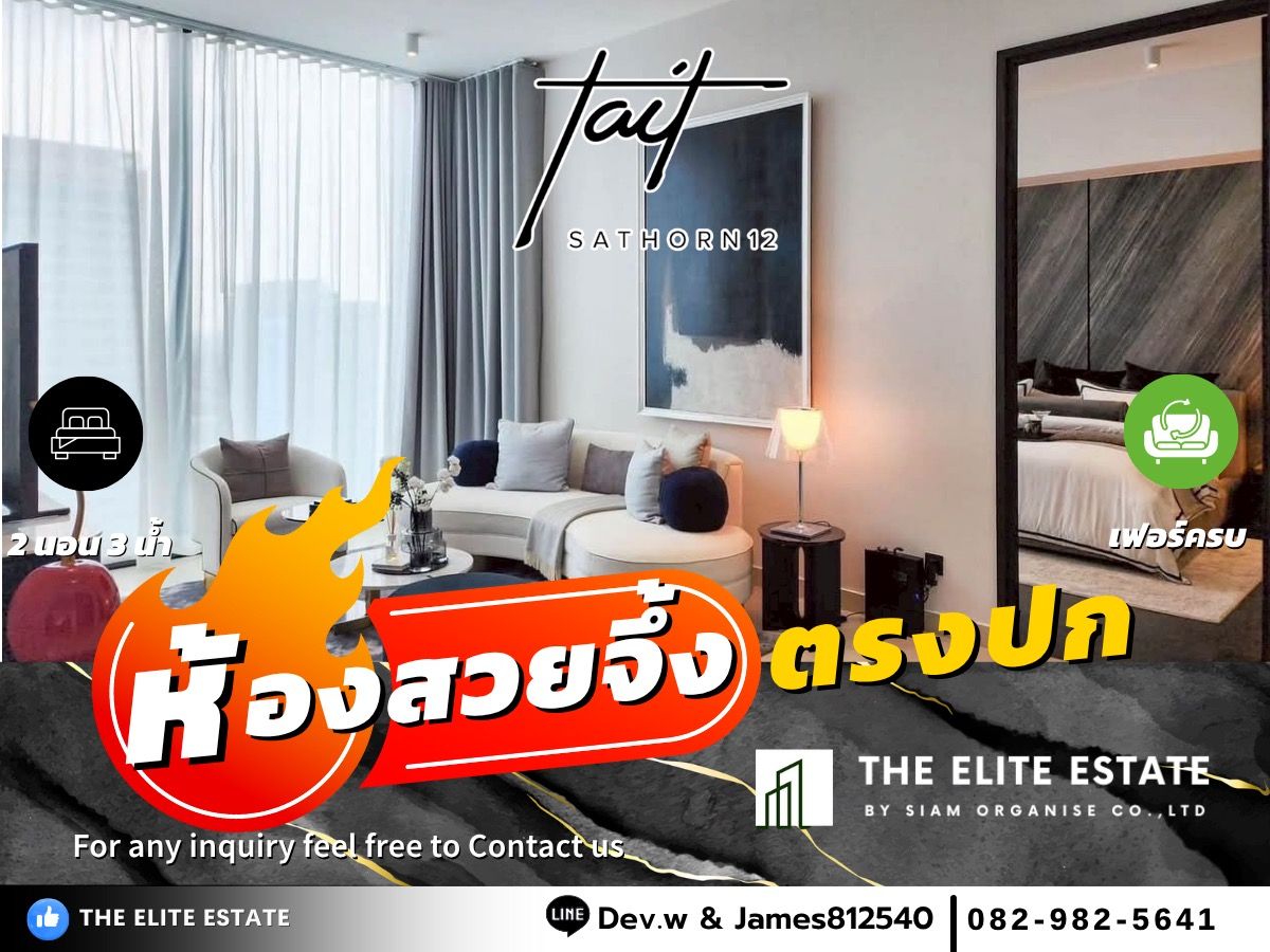 For RentCondoSathorn, Narathiwat : 🔑✨ Exclusive Offer • Beautiful Fully Furnished • Ready-to-Move-In Unit • For Rent at Tait Sathorn 12 • Near BTS Saint Louis
