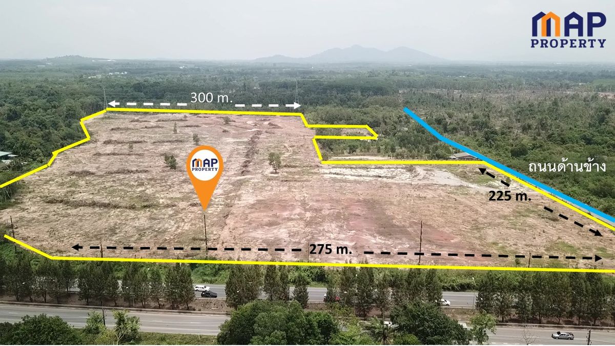 ขายที่ดินจันทบุรี : ขายที่ดิน ริมถนนสุขุมวิทตรงข้าม ม.ราชภัฏรำไพพรรณี 94 ไร่, จันทบุรี