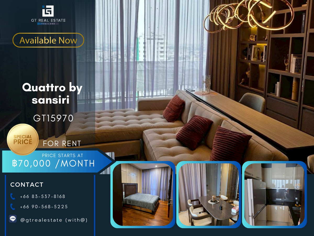 For RentCondoSukhumvit, Asoke, Thonglor : ✨ GT15970 | Condo Quattro Thonglor, convenient travel, near BTS, has shuttle, fully furnished. Ready to move in immediately