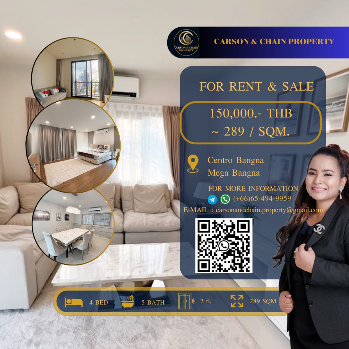 ให้เช่าบ้านบางนา แบริ่ง ลาซาล : Centro Bangna