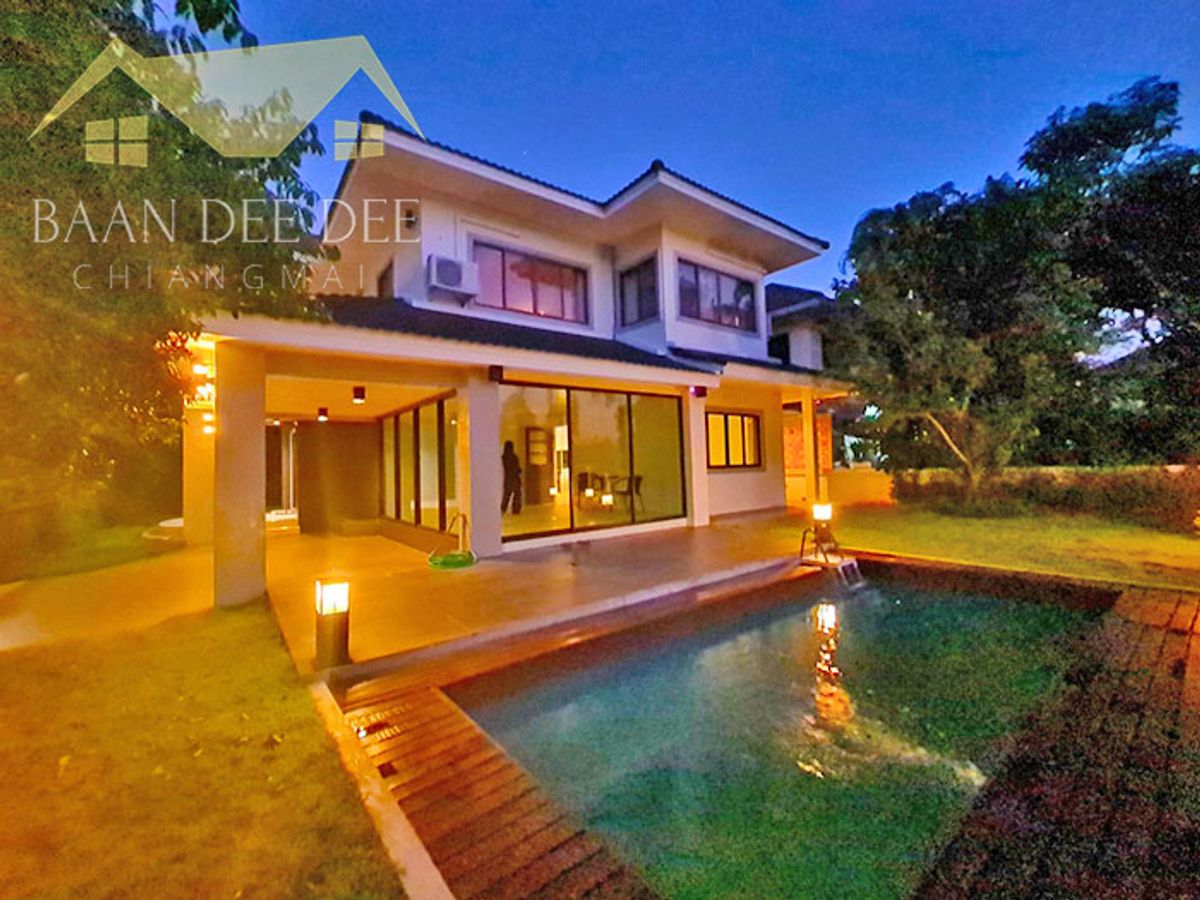 ให้เช่าบ้านเชียงใหม่ : บ้านโมเดิร์นพร้อมสระว่ายน้ำส่วนตัว ให้เช่าเดือนละ 36,000 บาท ใกล้มีโชคพลาซ่าเพียง 5 นาที No.5H127