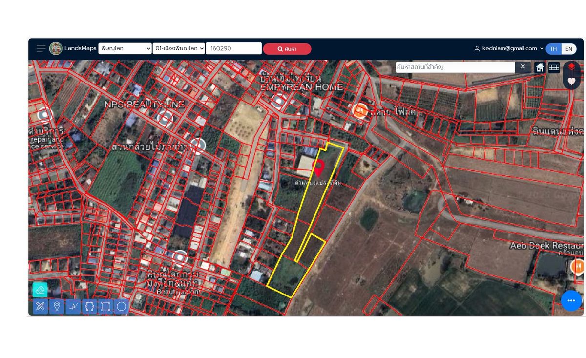 ขายที่ดินพิษณุโลก : ขายที่ดิน ซอยบรมไตรโลกนารถ 29 จำนวน 6 ไร่ 3 งาน 61.6 ตรว. ขายเพียง ตรว.ละ 14000 บาท