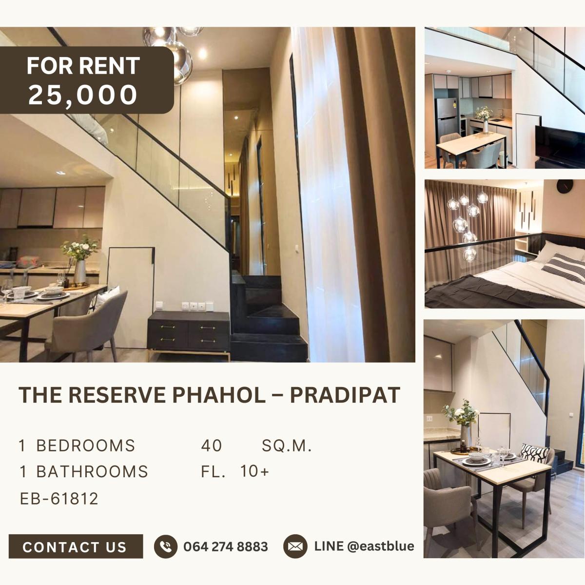 For RentCondoOnnut, Udomsuk : The Reserve Phahol – Pradipat, 1 bed, 25000 per month