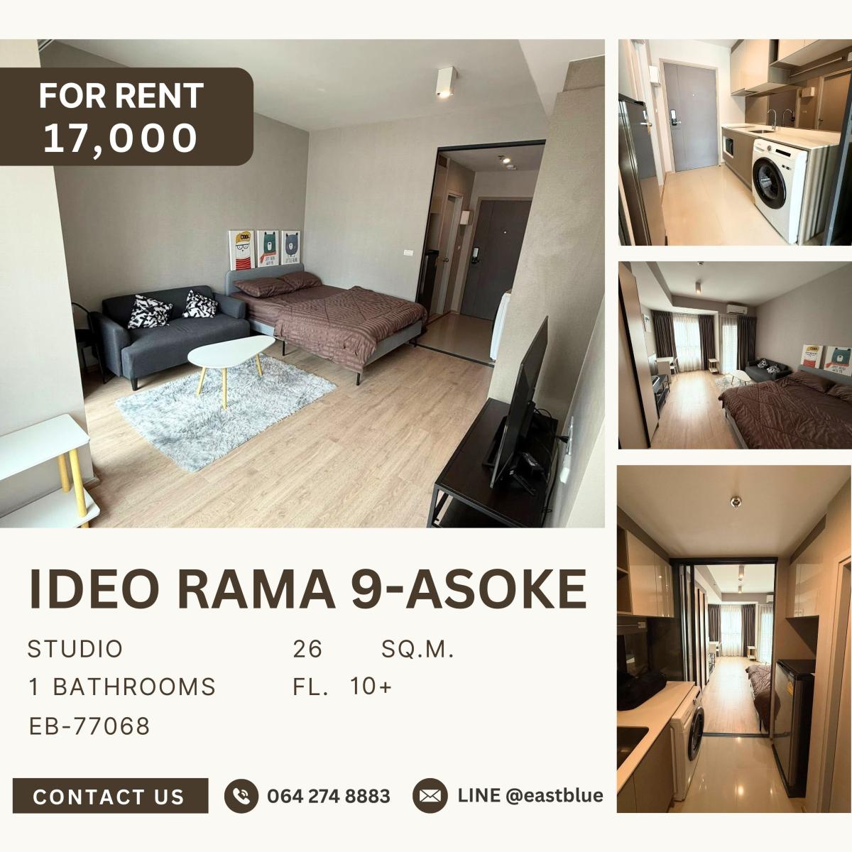 ให้เช่าคอนโดบางแค เพชรเกษม : Ideo Rama 9-Asoke, Studio bed, 17000 per month