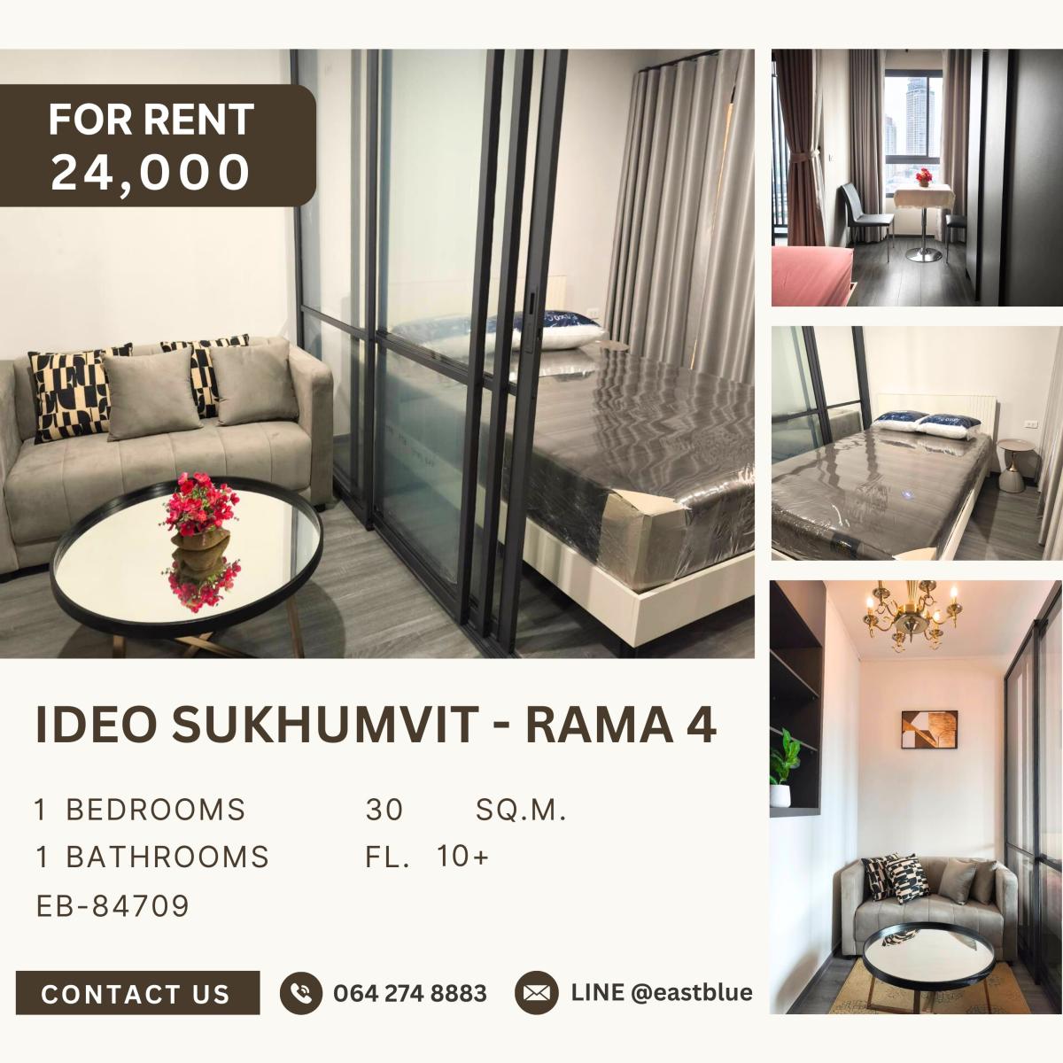 For RentCondoOnnut, Udomsuk : Ideo Sukhumvit - Rama 4, 1 bed, 24000 per month