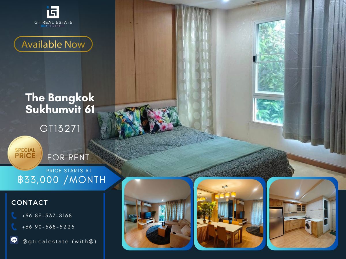 ให้เช่าคอนโดสุขุมวิท อโศก ทองหล่อ : คอนโด The Bangkok Sukhumvit 61 เดินทางสะดวก ใกล้รถไฟฟ้าบีทีเอส มีรถรับส่ง เฟอร์นิเจอร์ครบ พร้อมอยู่ทันที