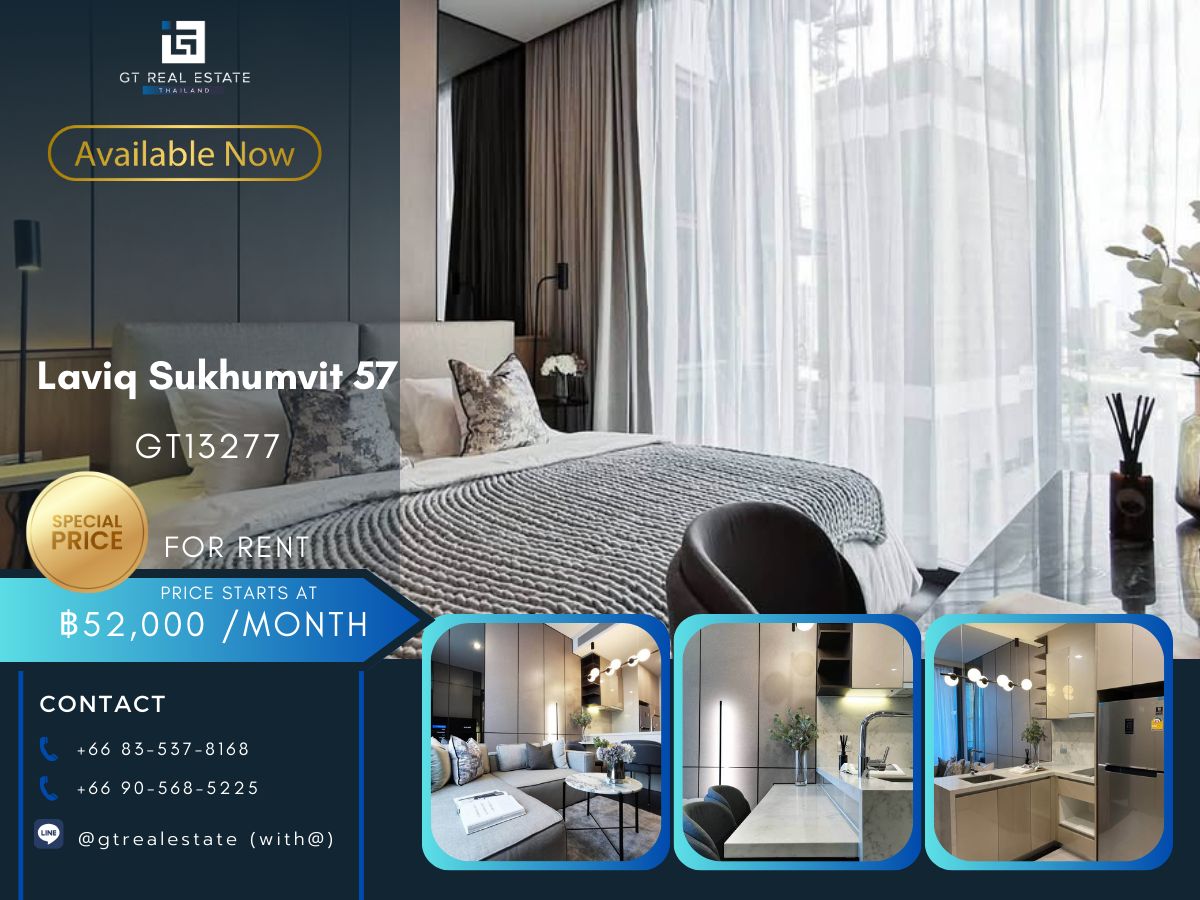 ให้เช่าคอนโดสุขุมวิท อโศก ทองหล่อ : คอนโด  Laviq Sukhumvit 57 เดินทางสะดวก ใกล้รถไฟฟ้าบีทีเอส มีรถรับส่ง เฟอร์นิเจอร์ครบ พร้อมอยู่ทันที