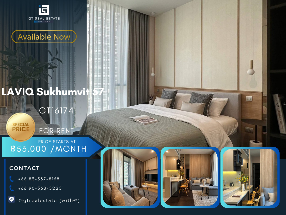 For RentCondoSukhumvit, Asoke, Thonglor : 💎 GT16174 | Condo Laviq Sukhumvit 57, convenient travel, near BTS, shuttle available, fully furnished. Ready to move in immediately