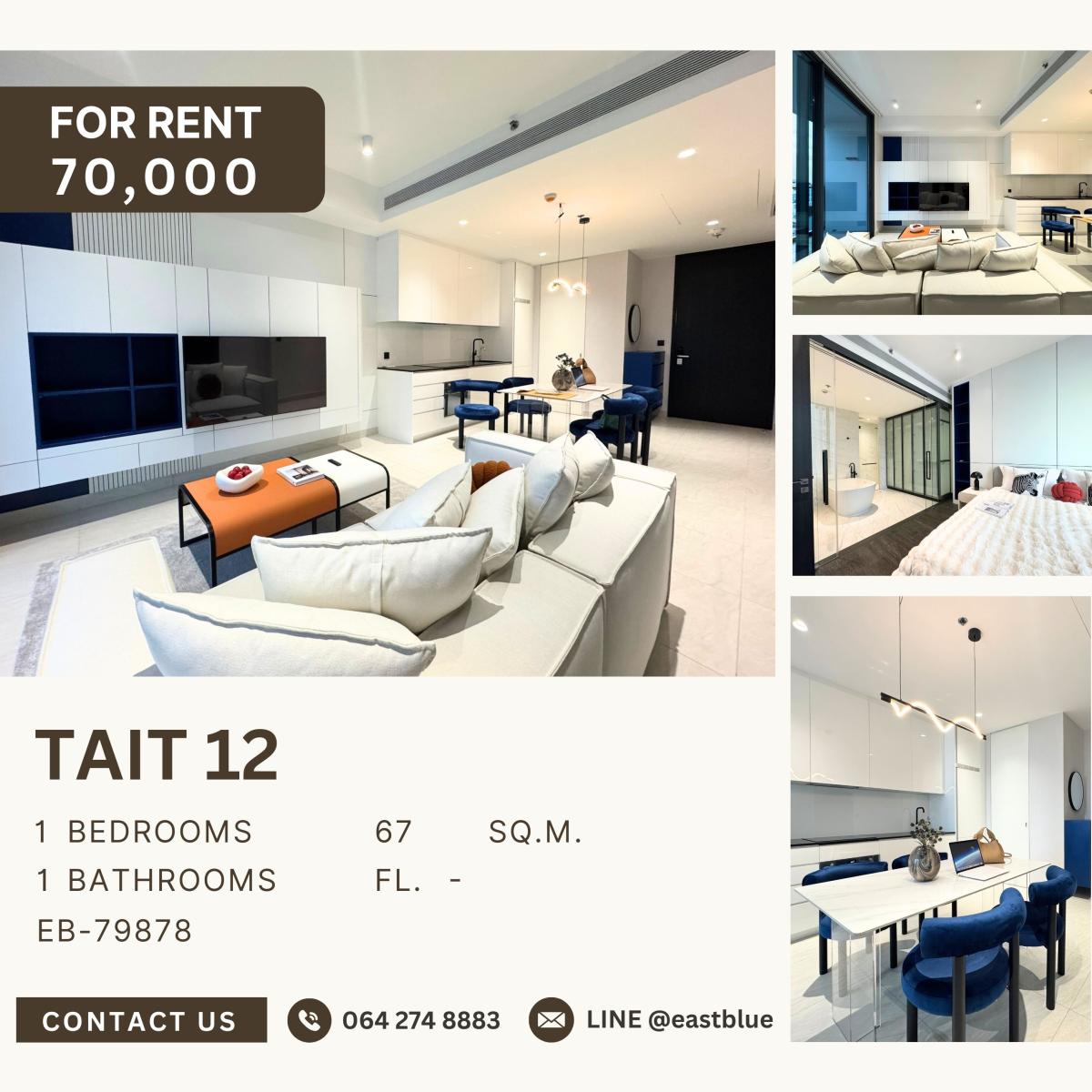 For RentCondoSathorn, Narathiwat : Tait 12, 1 bed, 70000 per month
