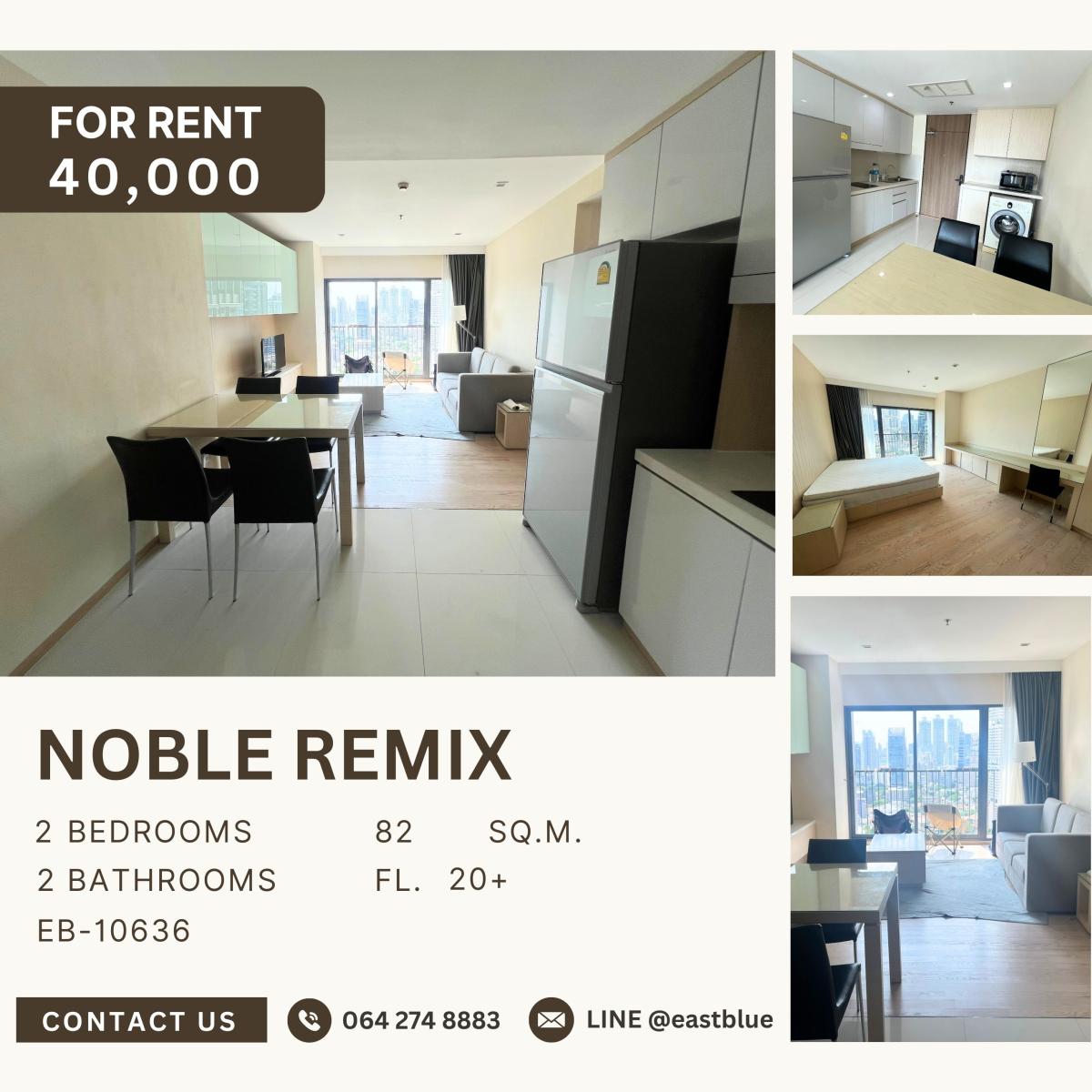 For RentCondoSukhumvit, Asoke, Thonglor : Noble Remix, 2 bed, 40000 per month