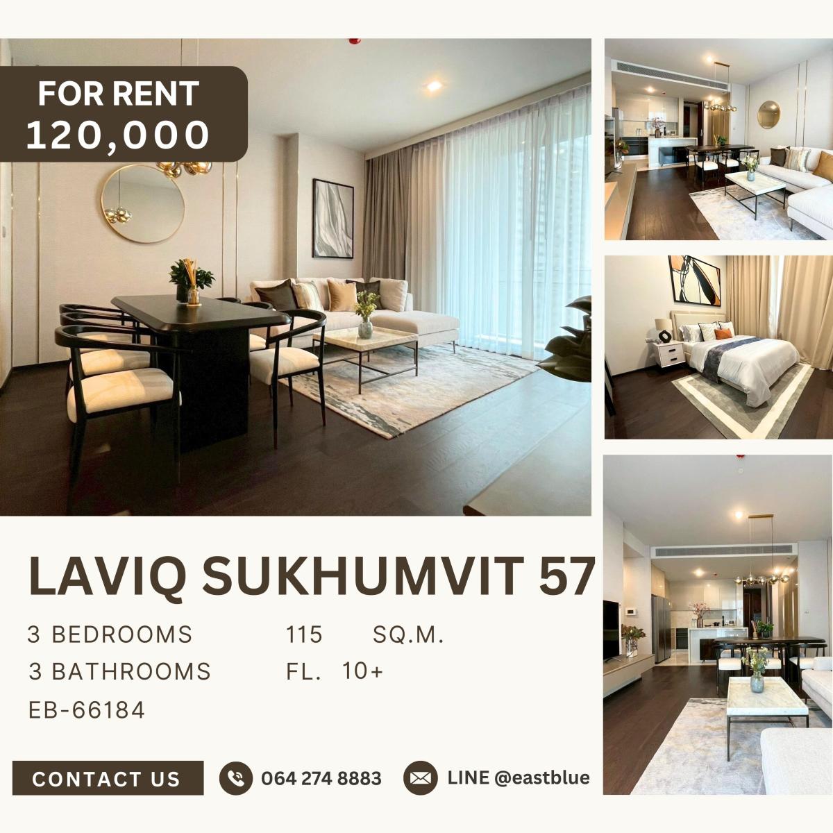For RentCondoSukhumvit, Asoke, Thonglor : LAVIQ Sukhumvit 57, 3 bed, 120000 per month