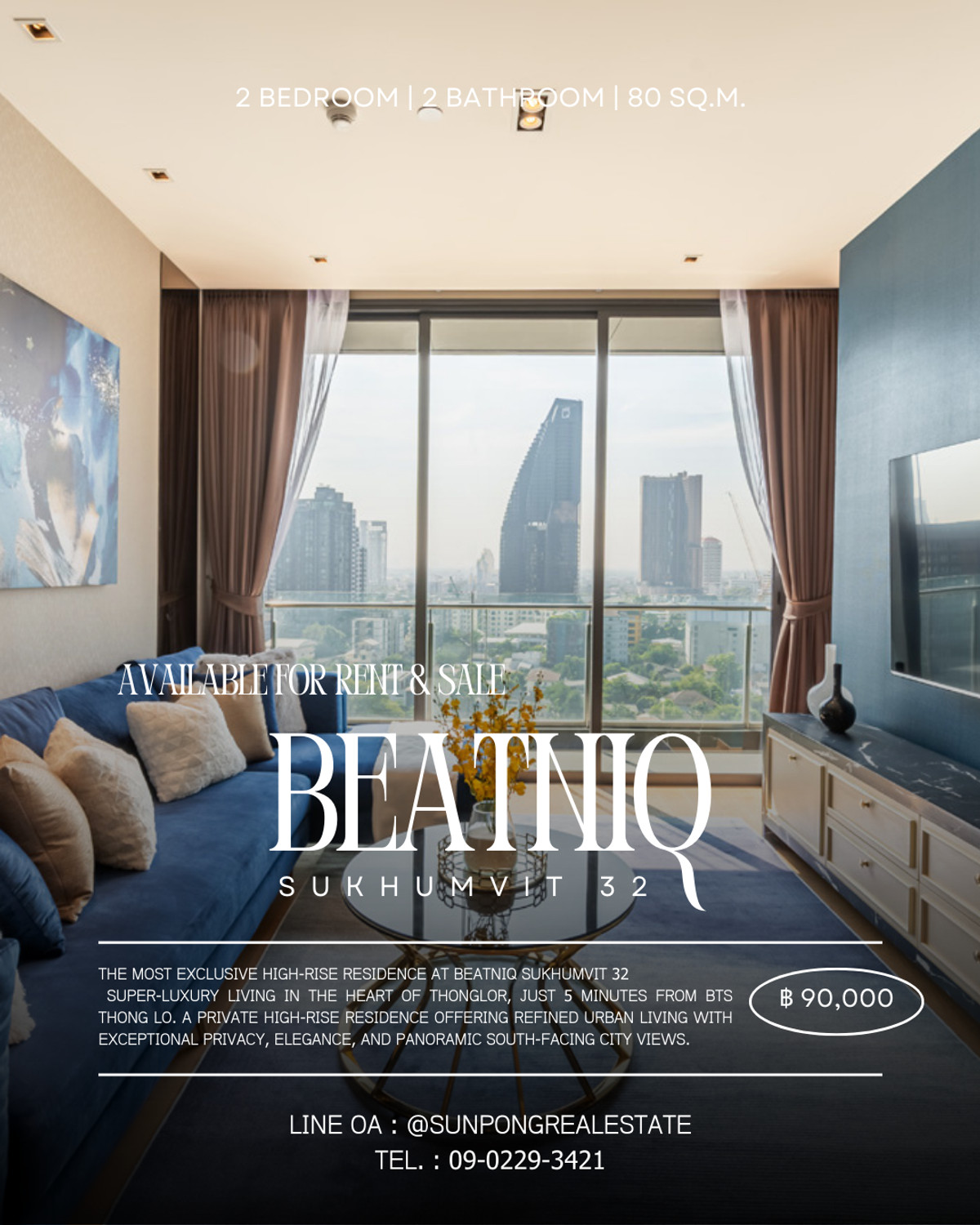 For RentCondoSukhumvit, Asoke, Thonglor : [Owner Post] ✨ Beatniq Sukhumvit 32 | 2 Bed for RENT ✨