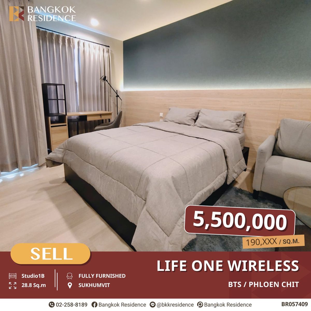 ขายคอนโดวิทยุ ชิดลม หลังสวน : ถูกกว่าตลาด!! Life One Wireless ยูนิตแต่งครบ วิวไม่บล็อค ใกล้ BTS เพลินจิต